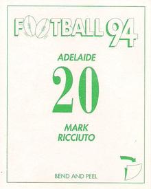 1994 Select AFL Stickers #20 Mark Ricciuto Back